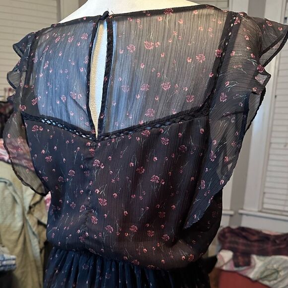 BB Dakota Cal Floral Print Dress Black Boho Size Medium - Picture 7 of 7